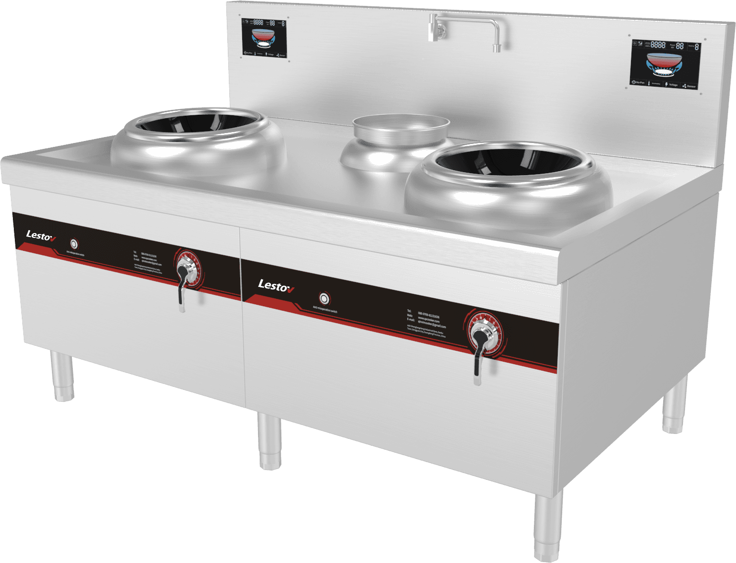 Dual Burner Wok Range with Single Tail