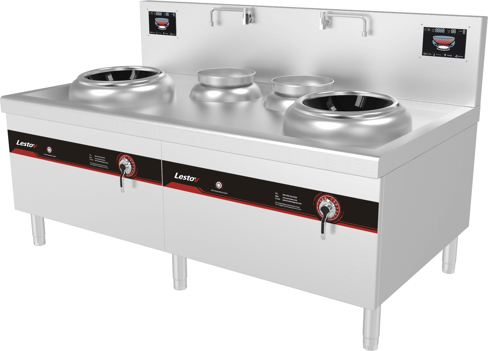 Dual Burner Wok Range with Double Tail